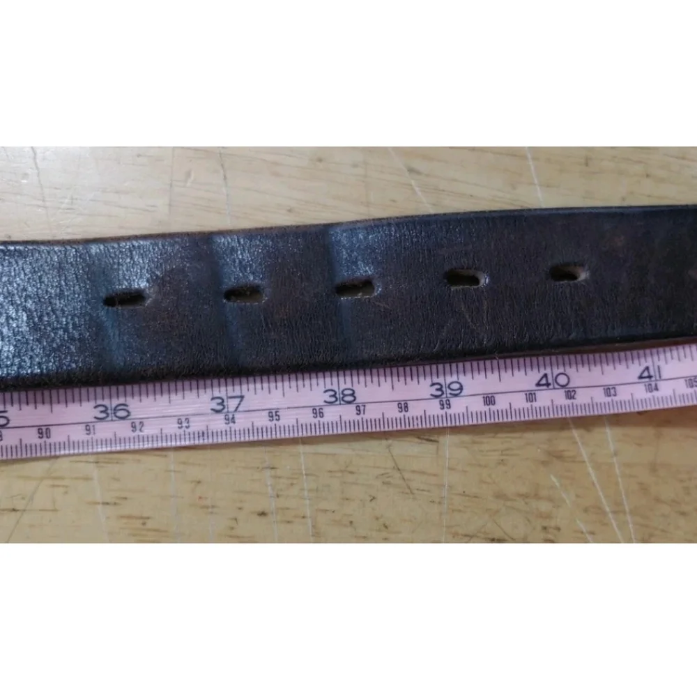 Vintage Southwestern Aztec Tribal Embroidered Brown Leather Belt Adult Sz 38
